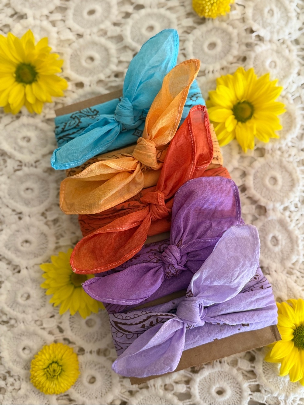 SAVED FOR DONNA Bandanas BANDANA SET NWT "Flower Child" Scarf (SET OF 5) COTTON - Picture 3 of 13